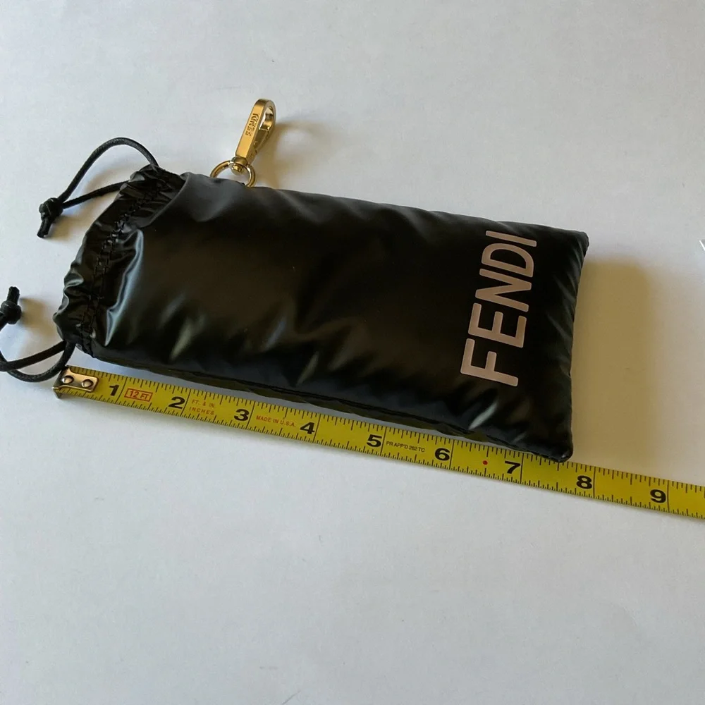 FENDI LARGE PUFFER SUNGLASSES POUCH BLACK PALE PINK LOGO AND CLEANING CLOTH NEW